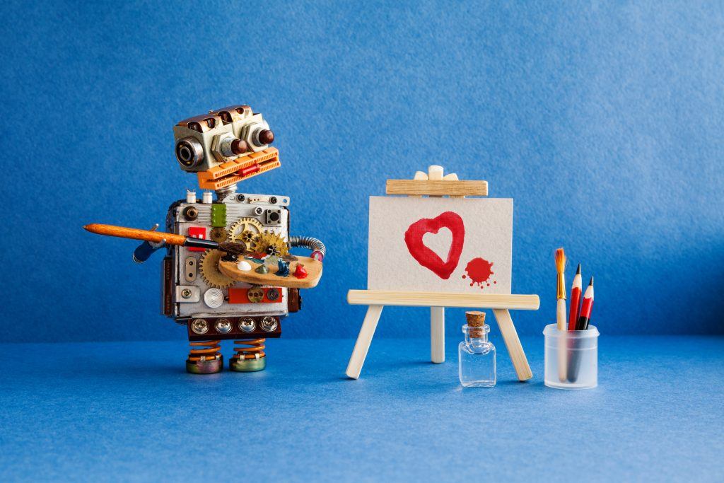 Robot painting loyalty and love for customer